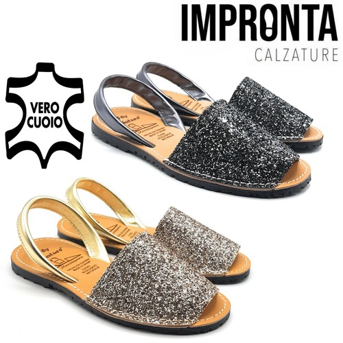 Minorchine Scarpe Sandali da Donna Bassi Glitter Estive Cuoio Mare Moda  Pelle | eBay