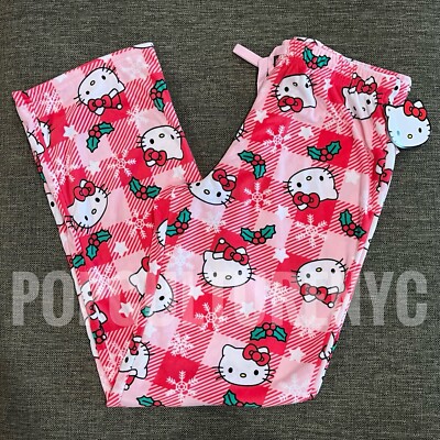 Sanrio Hello Kitty Christmas Snowflakes PINK Pajama Pants SZ SM 2024 NEW W/TAG
