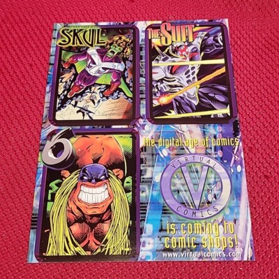 VIRTUAL COMICS Uncut PROMO CARD sheet VTG 1996 sample demo Skul 6 Suit preiss