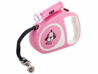 Hundeleine automatische Verriegelung Taschenlampe Lampe Flexileine rosa pink 5m