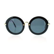 Womens New Acetate Round Circle Runway Fashion Metal Hinge Designer Sunglasses