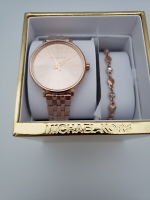 Michael Kors Women's Pyper Rose Gold Tone Watch and Bracelet