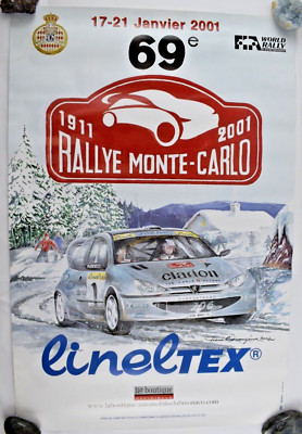 ORIGINAL POSTER 69th RALLYE MONTE CARLO 17-21 JANUARY 2001 LINELTEX WRC MONACO
