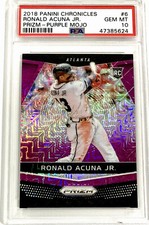 2018 Panini Chronicles Prizm #6 Ronald Acuna Jr. PURPLE MOJO /99 PSA 10 GEM RC