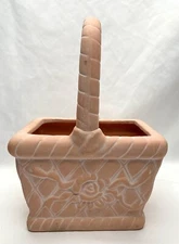 FTD Pottery Basket/Planter Weave Look 9.5” Tall Made In Thailand