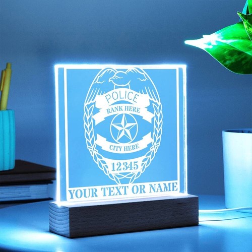 Personalized Police Shield Acrylic Sign. Custom Police Force LED Plaque Gift - Picture 9 of 9