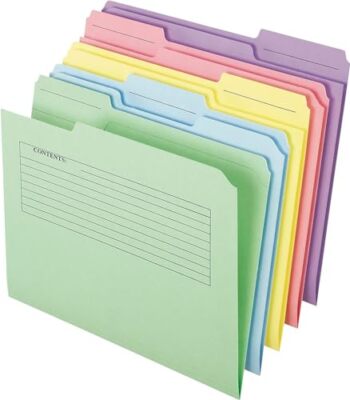 Printed Notes File Folders 1/3 Cut Top Tab Letter Size Assorted Colors 45269 ...
