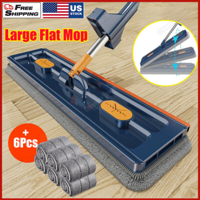 Microfiber Mop Floor Cleaning Flat Mop with 6 Washable Mop Pads Wet and Dry Use