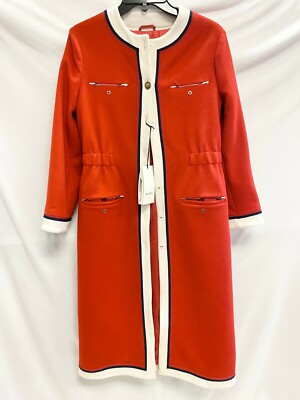 DEFECTIVE) GUCCI Red White Blue Trim Wool & Contrast Coat
