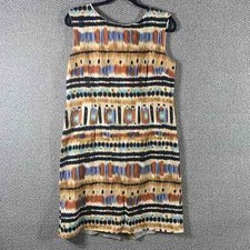Tahari Dress Womens 10 Line Blend Tie Dye Sleeveless Lined Boho Aztec Office