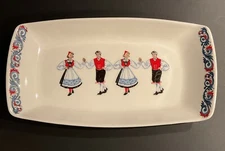VTG FIGGJO Flint Norway Hardanger Dancers Tray Platter Plate Celery Dish 9 3/4”