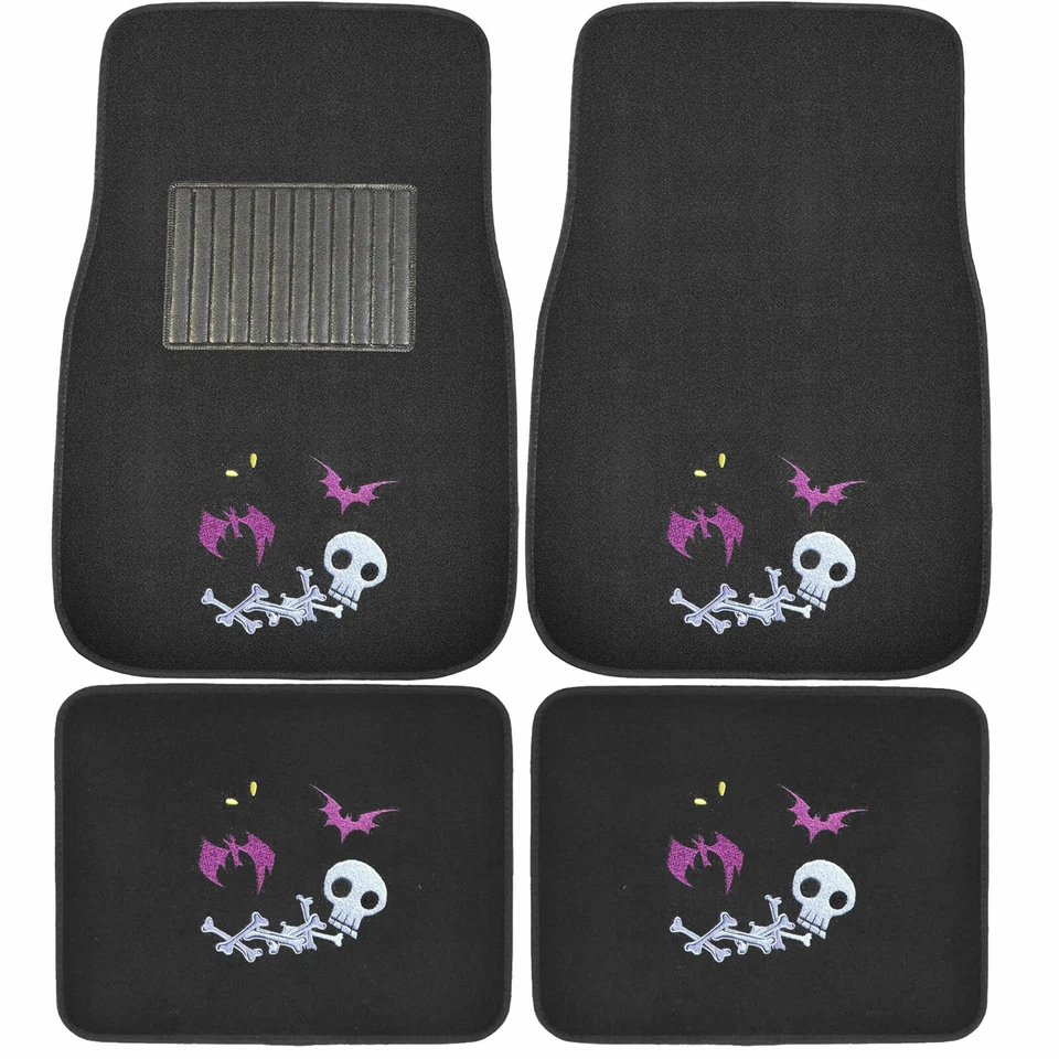 NEW Nightmare Before Christmas Bone Skull Car Front Rear Floor Mats Seat Covers Foto 2 de 4