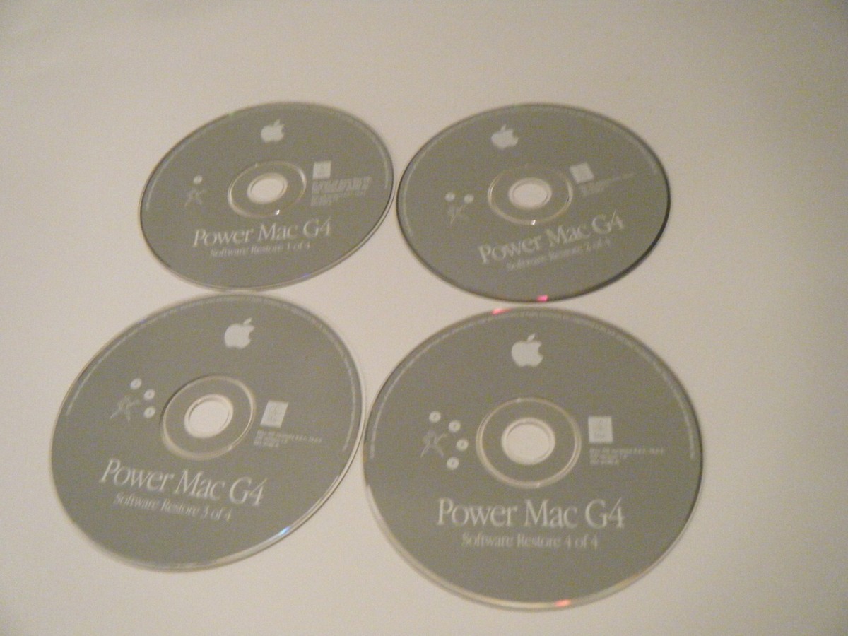 4 Apple PowerMac G4 Software Restore Disks. OS 9.2.1, 10.0.4. CD