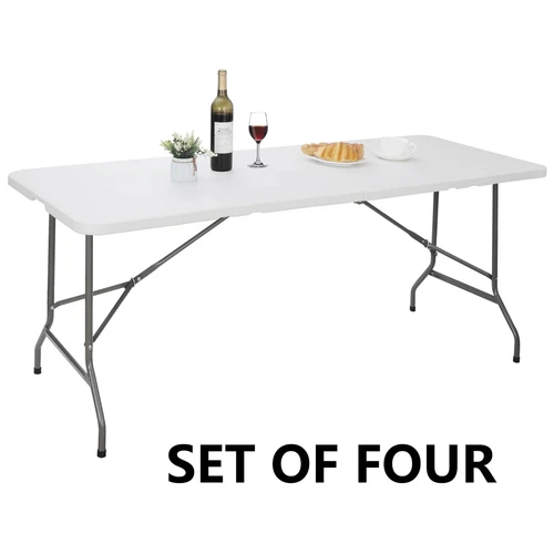 3/4/6/8 FT Plastic Folding Table Portable Picnic Camping Table Indoor Outdoor - Picture 61 of 62