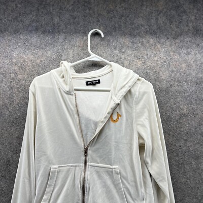 True Religion Sweater Women Medium Horse Shoe White Full Zip