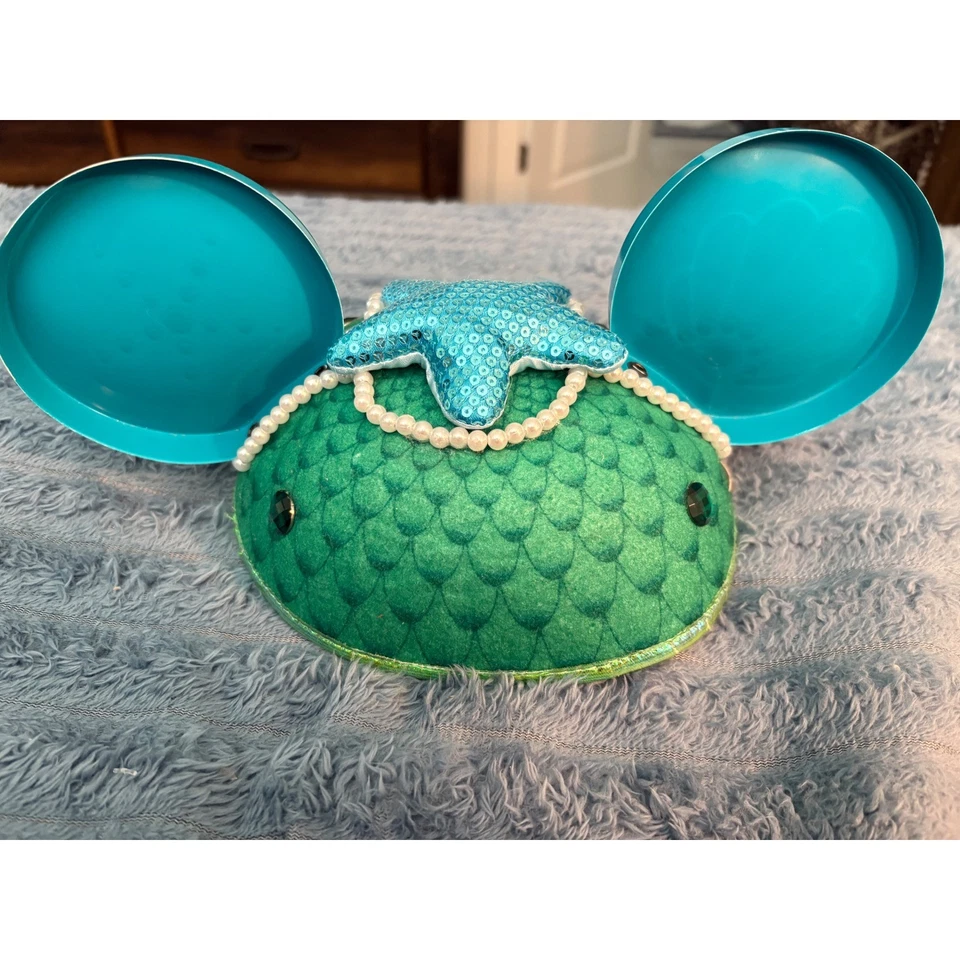 Diadema orejas de Mickey inspirada en Sirena Ariel brillantes estrellas de mar conchas Foto 3 de 4