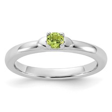 925 Sterling Silver Stackable Expressions Peridot Ring Size 5