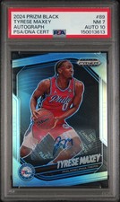 150013613 Tyrese Maxey 2024 Panini Prizm Black #89 Auto PSA 7/10
