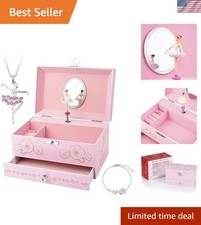Kids Musical Jewelry Box for Girls with Drawer and Jewelry Set with Ballerina...