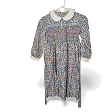 Vintage Floral Smocked Girls Dress Cotton Modest Cottagecore 8 Hong Kong