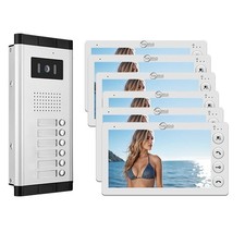 6-teilige Video-Türsprechanlage mit 7 Zoll Monitoren | Verdrahtetes