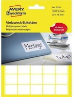 Avery Zweckform Vielzwecketikett 3318 22X18Mm Weiß 1.200 St./Pack.