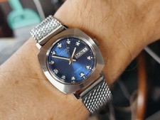 Citizen 70s Cushion Case Blue Dial Mesh Bracelet Men's Watch Used