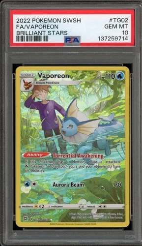 Pokemon Vaporeon Brilliant Stars Trainer Gallery Full Art #TG02 PSA 10 Gem Mint