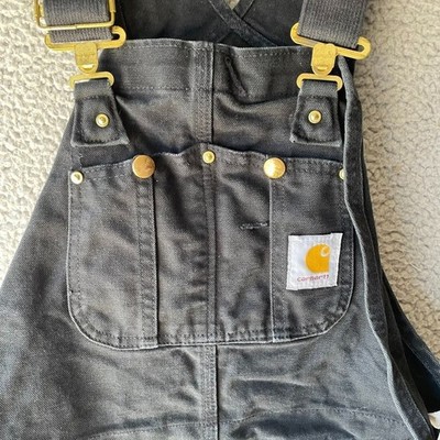 Carhartt Double Knee Bib Overalls 34x34 Made In USA Black