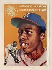 1994 Topps Archives HANK AARON Rookie On Card AUTOGRAPH Gold Foil 1954 Braves. rookie card picture