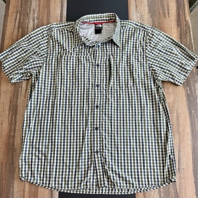 The North Face Plaid Short Sleeve Button Up Shirt Mens XL White, Black, Blue