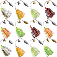 Fishing Lures Spinnerbait, 12pcs Bass Fishing Lure Spinner Baits Kit Hard Met...