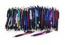 100 Misprint Stylus Tip Click Pens HUB PEN LOT Mixed Colors JAVALINA MAXGLIDE 