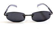 NWT Vintage 90's Rectangle Metal Rimless Sport Sunglasses D. Gunmetal 