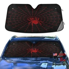 Red Black Spider Pattern Car Windshield Sun Shade 55" x 27.6" Color 02