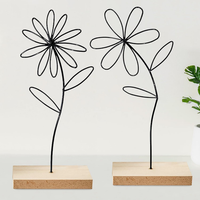 Blumen Deko Wohnzimmer, Metall Blume Tischdeko, Fensterbank Deko Holz