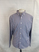 Untuckit Men's Red  Blue Plaid Dress Shirt XL 108
