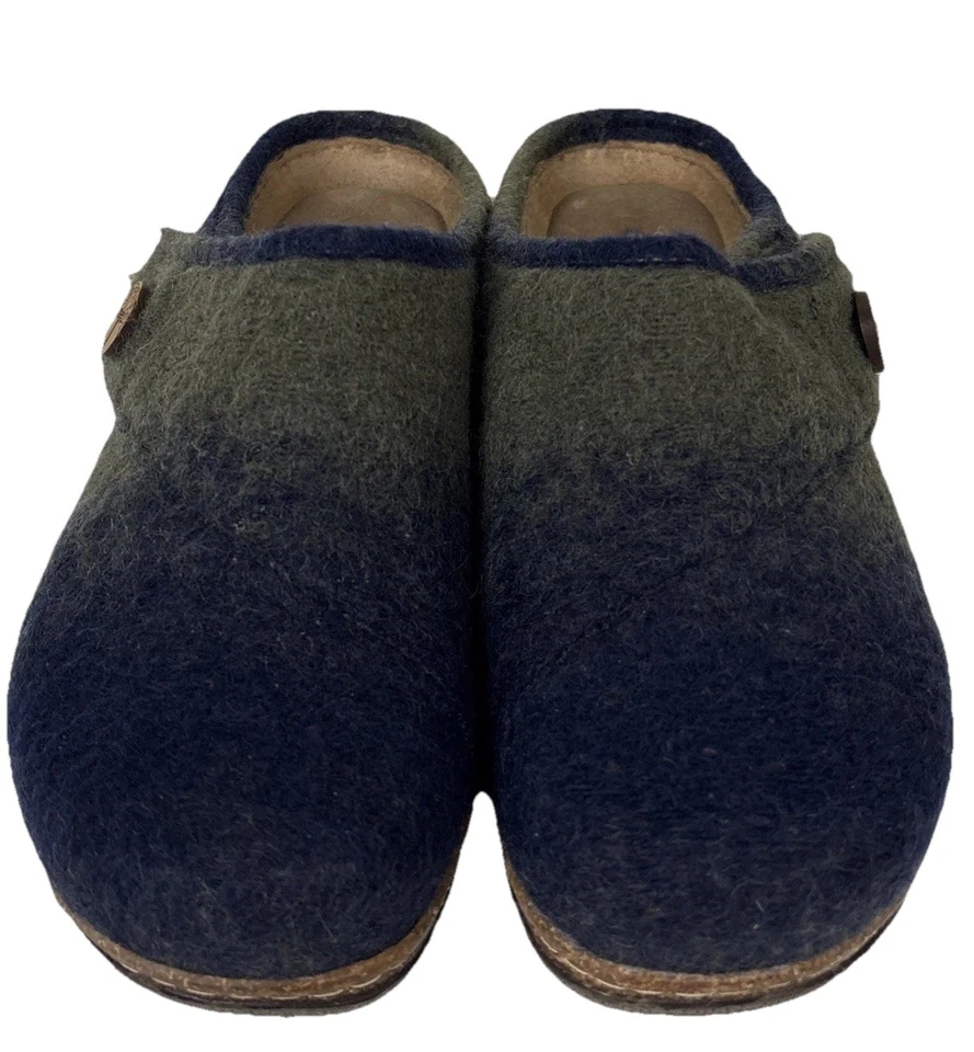 Earth Womens Ezra Recycled Wool Clogs Size 9.5 Wide Olive & Navy Slip On Comfort - Image 4 of 4