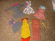 Vintage Mixed Doll  Clothing Job Lot Barbie Sindy Dresses Dogtooth