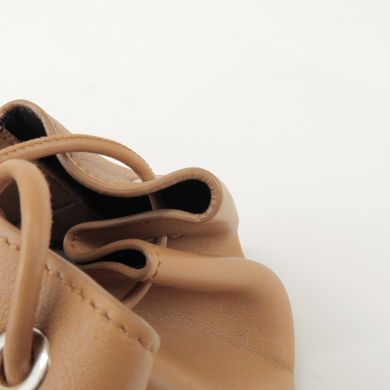 JIL SANDER Drawstring Leather Shoulder Crossbody Bag Light Brown Auth Used F/S