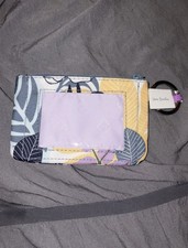 Vera Bradley Lighten Up Zip Id Case Lanyard Palm Floral Wallet Travel