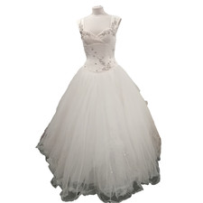 VEROMIA Size 12 Ivory Wedding Dress, gems detail Tulle Skirt & Veil