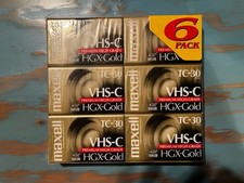 Maxell TC-30 VHS-C Premium High Grade HGX-Gold 6 Pack VHSC Cassette Tapes Sealed
