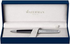 Waterman Hemisphere  Deluxe Glossy Black & Chrome  Ballpoint Pen New In Box