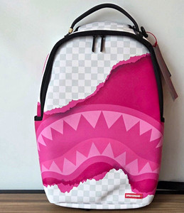 Sprayground White & Hot Pink Shark Graffiti Mini Backpack Sprayground Crash Graffiti Turbo Backpack?New White Bookbag  main image 3