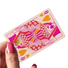 Queen Hearts PINK ORANGE Playing Card Credit Debit Skin Cover Sticker Chip 1PC