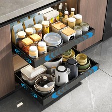 2 Pack Pull Out Cabinet Organizer, Expandable Slide Out Drawers for Kitchen C...