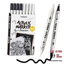 Paint Markers Bold and Fine Dual-tip Acrylic Paint Marker 4 Black and 4 White