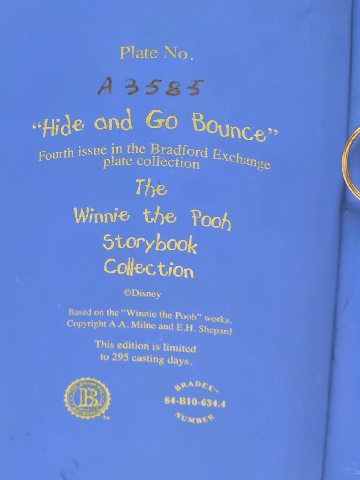 Set of 5 Winnie the Pooh Numbered Bradford Exchange "Book"  Wall Hangers