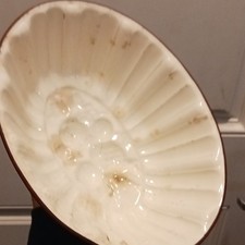 Sarreguemines Ceramiczna kamionka Owalna czekoladowa forma do puddingów Biała Brązowa glazura 5J